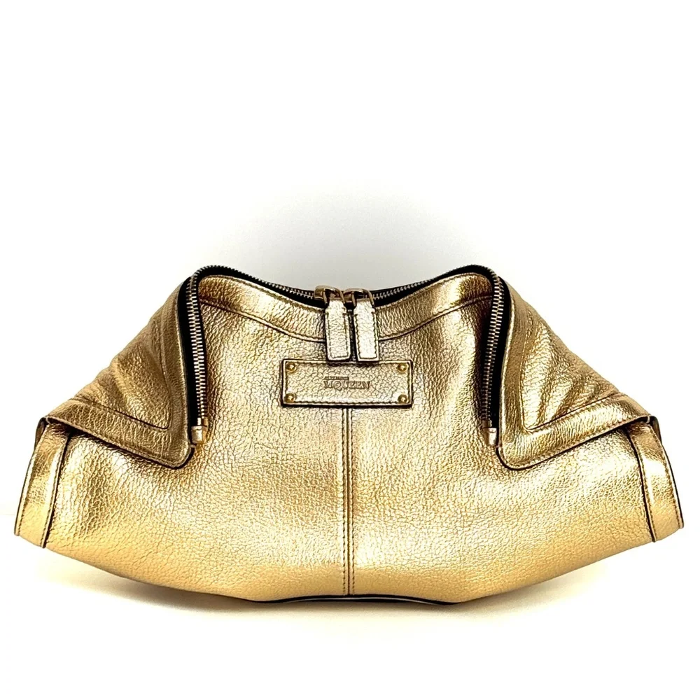 Alexander McQueen Metallic Lambskin Light Gold De Manta Clutch